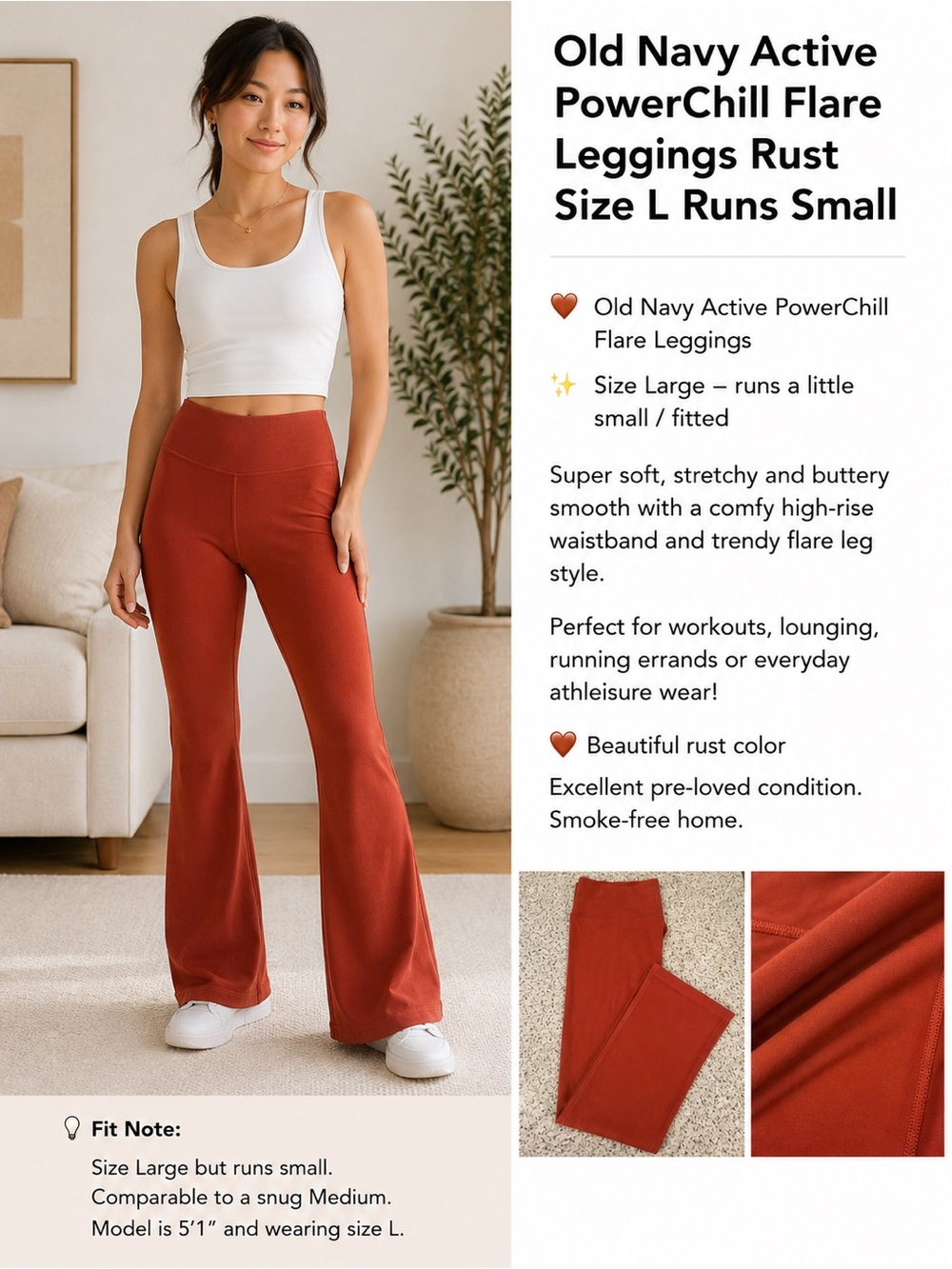 Old Navy Active PowerChill Flare Leggings
Size Large — fits a little small/snug - Picture 1 of 8
